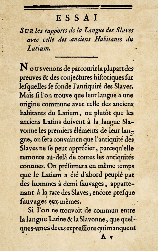 Essai sur les rapports de la langue des Slaves 1. izdanje